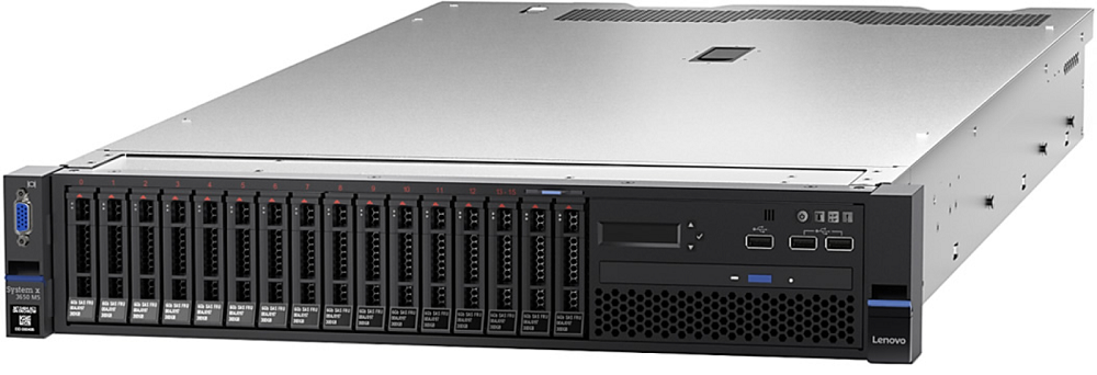 Серверная платформа Lenovo TopSeller x3650 M5 Rack 2U,Xeon 8C E5-2620 v4(2.1GHz/2133MHz/20MB/85W),1x16GB/2Rx4/2400MHz/1.2V LP RDIMM,noHDD HS 2.5" SAS/SATA(up to 8/24),noDVD,SR M5210(RAID 0,1,10),4xGbE,1x550W p/s(up to 2) 8871EEG