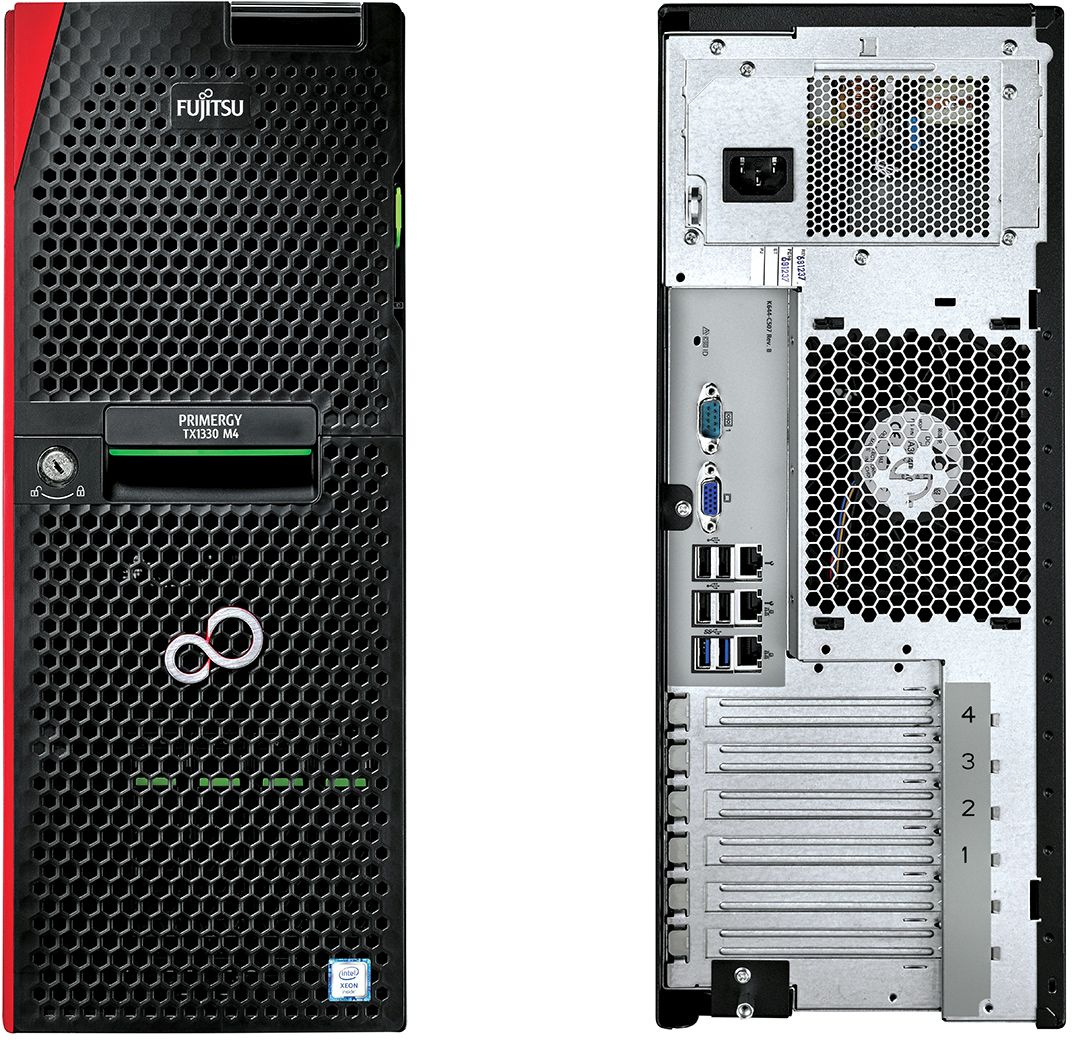 Сервер Fujitsu PRIMERGY TX1330 M4 4x3.5 H-PL 1xE-2224 1x16Gb x4 3.5" SATA RW RAID 0/1 SATA onboard iRMC S5 1G 2P 1x450W 1Y Onsite (VFY:T1334SC045IN) VFY-T1334SC045IN