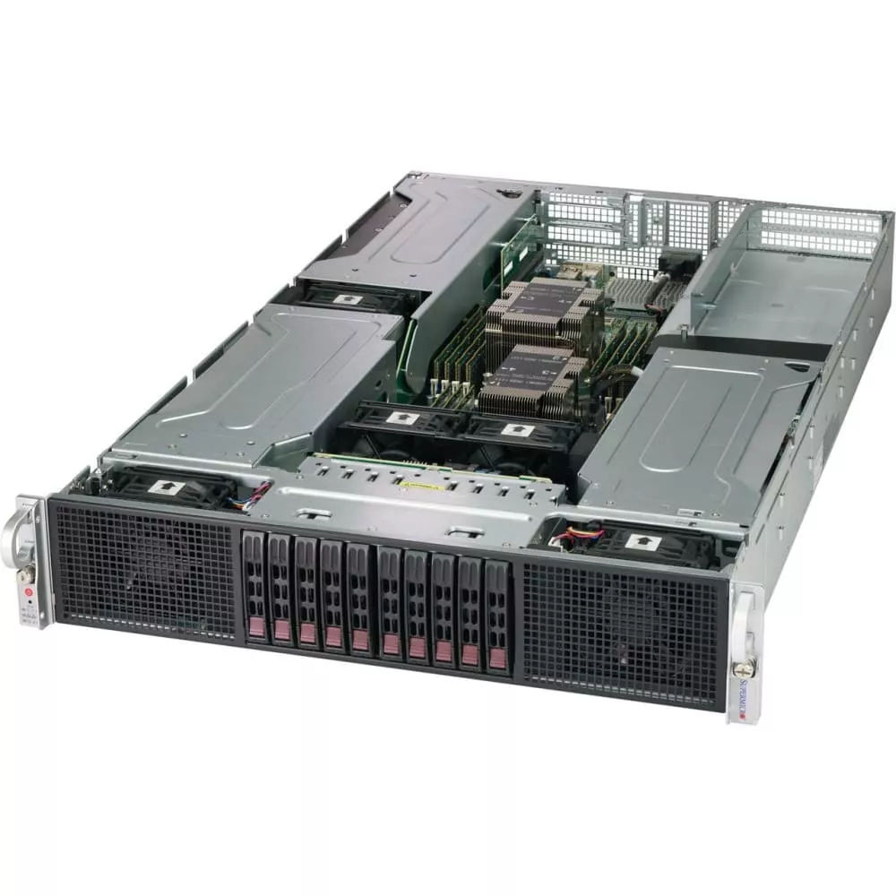 Supermicro SuperServer 2U 2029GP-TR noCPU(2)2nd Gen Xeon Scalable/TDP 70-205W/ no DIMM(16)/ SATARAID HDD(8)SFF/ supporting up to 6 GPUs/ 2x2000W-41317