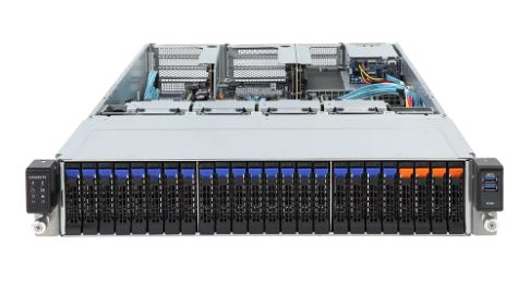 Серверная платформа Gigabyte R281-N40 (rev. 400) 2x Xeon Scalable, 24x RDIMM/LRDIMM DDR4, Aspeed AST2500, 2x 1Gb/s Intel I350-AM2, Onboard 12Gb/s SAS expander, 4x 2.5" U.2, 22x 2.5" SATA/SAS HS, 8x PCIe, 1x OCP 3, 2x1200W