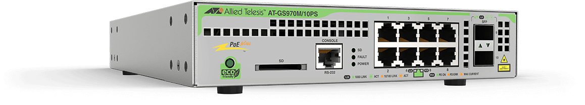 Коммутатор Allied Telesis AT-GS970M/10PS-50 8G 2SFP 8PoE 4PoE+ 124W управляемый