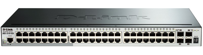 Коммутатор D-Link DGS-1510-52X/A1A, Gigabit Stackable SmartPro Switch with 48 10/100/1000Base-T ports, 4 10G SFP+ ports