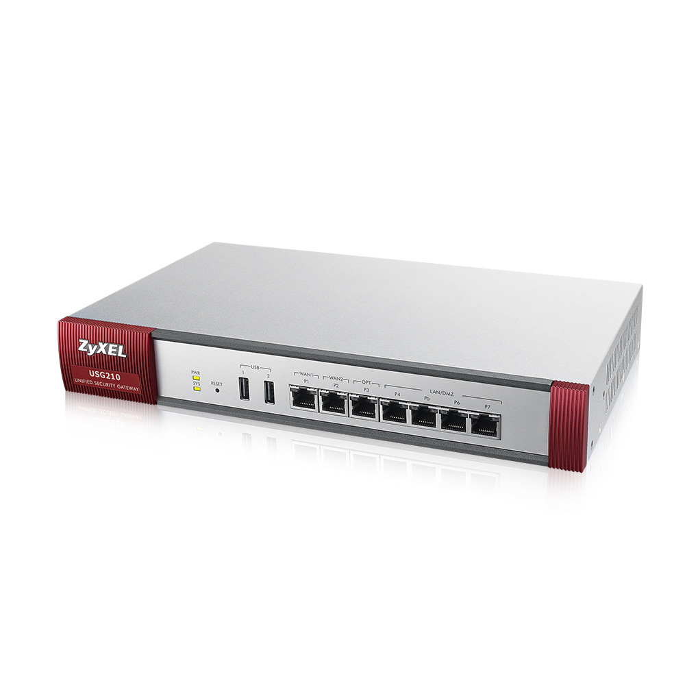 Межсетевой экран ZYXEL  USG210 UTM Bundle Firewall Appliance 10/100/1000, 4x LAN/DMZ, 2x WAN, 1xOPT UTM Bundle (AS,AV,CF,IDP) 1 YR-33087