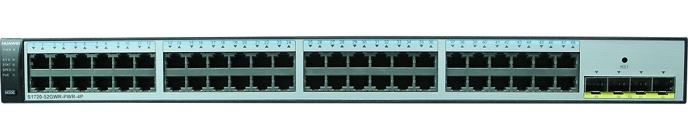 Коммутатор Huawei  S1720-52GWR-PWR-4P(48 Ethernet 10/100/1000 ports,4 Gig SFP,PoE+,370W POE AC 110/220V)