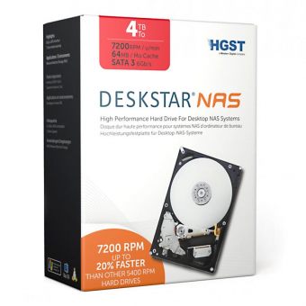 HGST NAS HDD 3.5" SATA-III 4000Gb, 7200rpm, 128MB buffer (NAS400012872SWW Deskstar NAS) 0S04005
