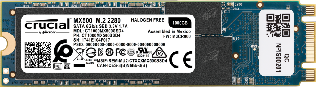 Накопитель SSD Crucial 1000GB SATA M.2 (CT1000MX500SSD4)