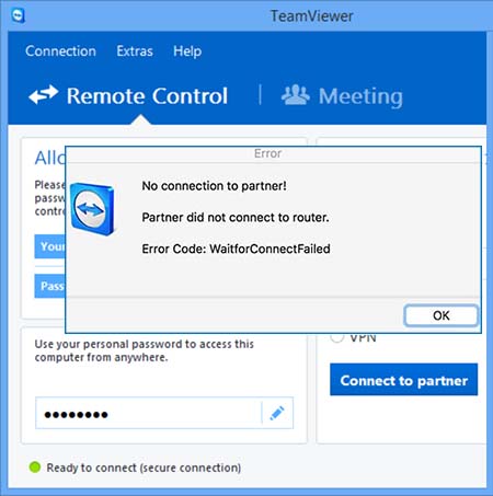 «Waitforconnectfailed» TeamViewer - как исправить?